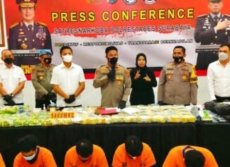 Polrestabes Surabaya Berhasil Sita 90,7 Kg Sabu Dan 13,6 Ganja